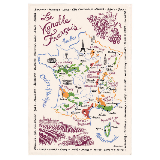 French Wine Map Tea Towel