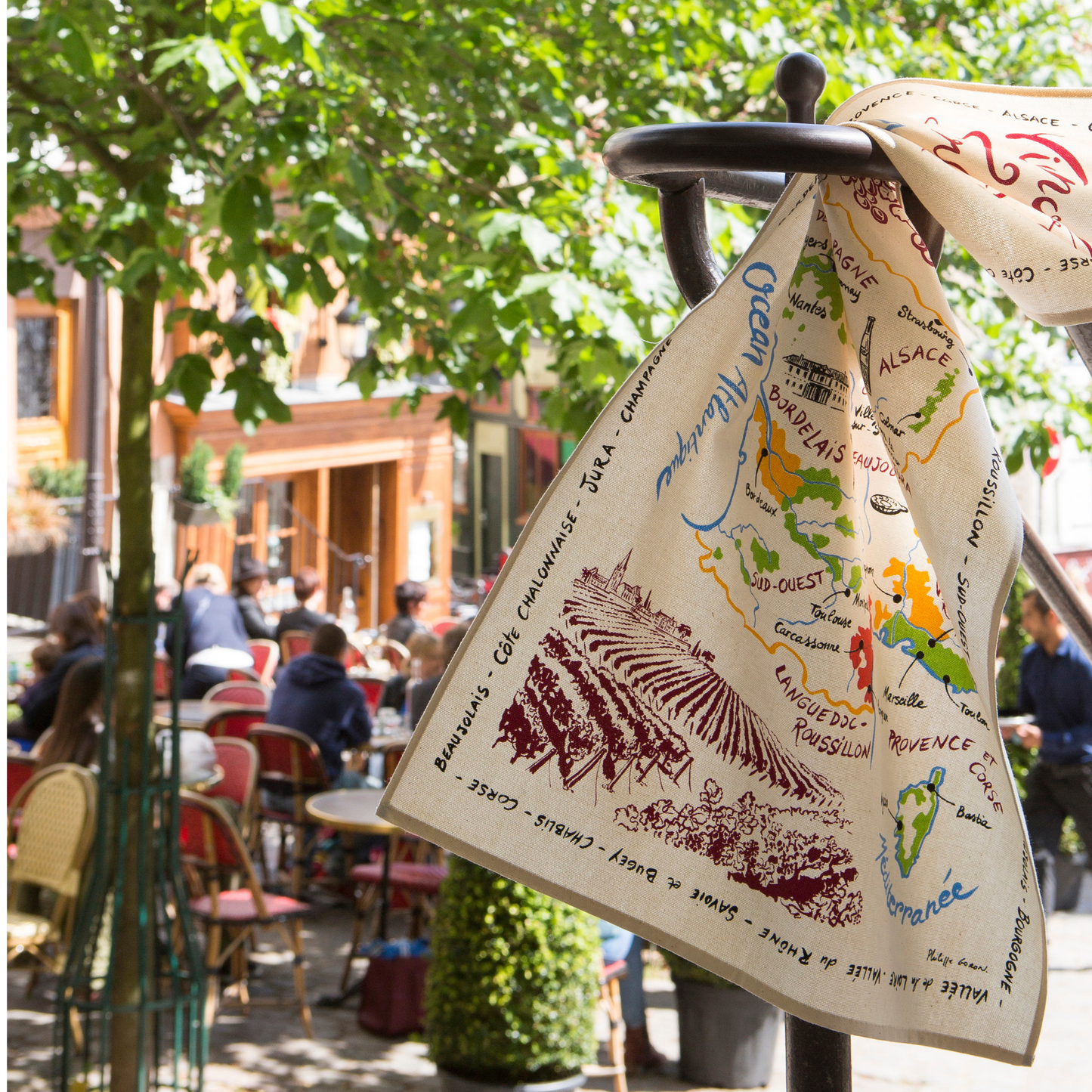 French Wine Map Tea Towel