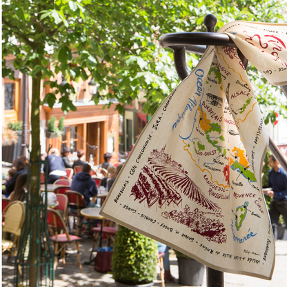 French Wine Map Tea Towel